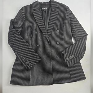Black Pinstripe Blazer Stretch L